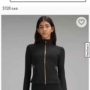 Lululemon Black Cropped Define Jacket with Gold Details